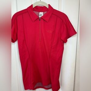 The North Face Women's Red Polo Shirt Dri Fit Material
